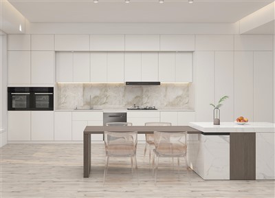 Kabinetti tal-kċina abjad eleganti