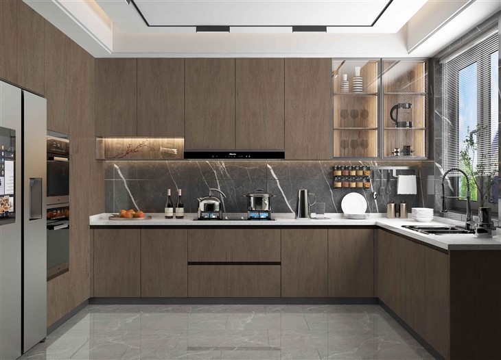 Brown Wood Grain Cabinets